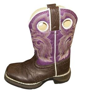Durango® Kids Girls Lil' Dark Brown & Purple Western Boots BT286 Size 9